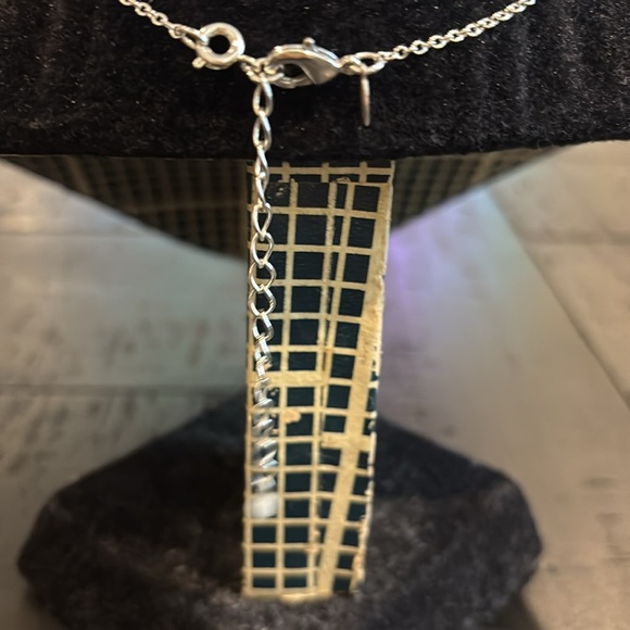 NRT Signed Silver Tone Blue Rhinestone Pendant Necklace & Earrings Jewelry Set - Picture 4 of 8